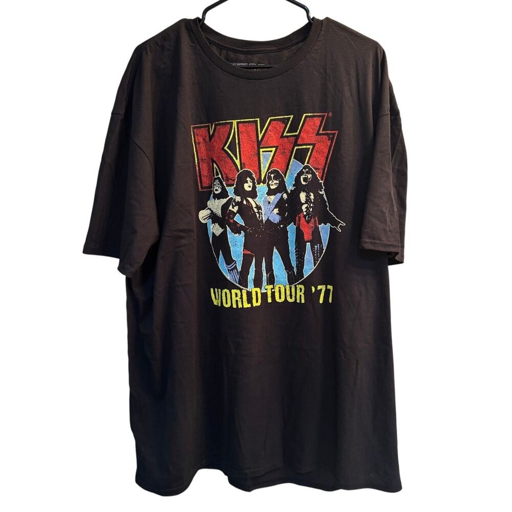 Kiss Would Tour 77 Graphic T-Shirt Black Size 3XL